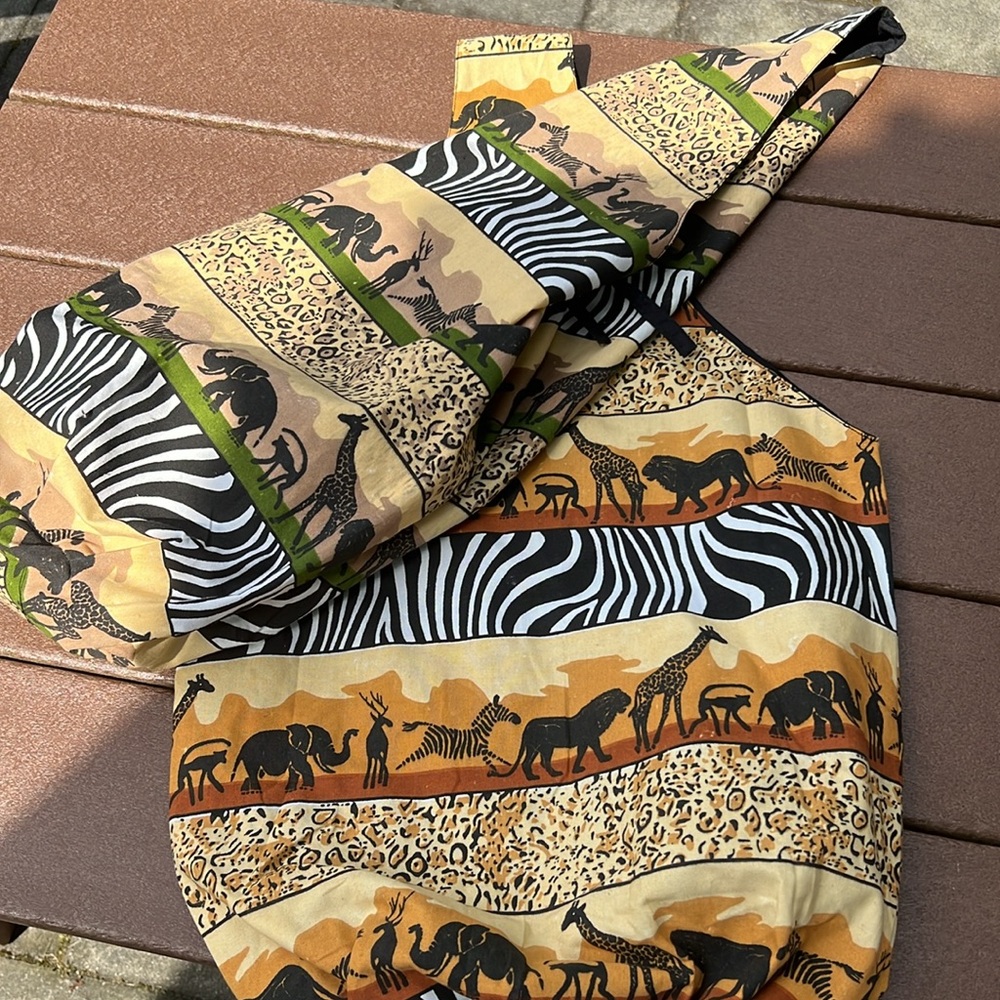 Bundle of two Safari Animal Print Shoulder Tote Bags Handcrafted